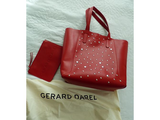 Borsa tote Gerard Darel in pelle rossa con borchie Argento Rosso - vista 11