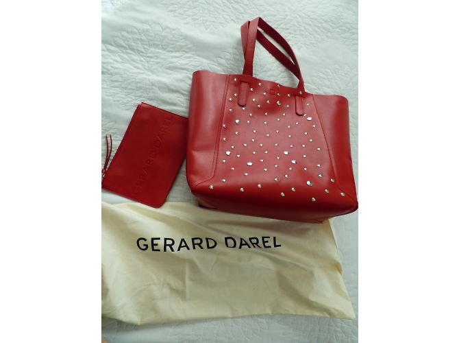 Borsa tote Gerard Darel in pelle rossa con borchie Argento Rosso - vista 12