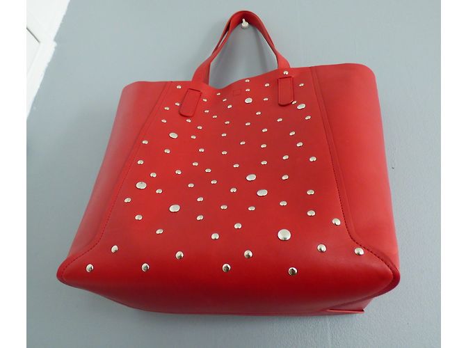 Borsa tote Gerard Darel in pelle rossa con borchie Argento Rosso - vista 5