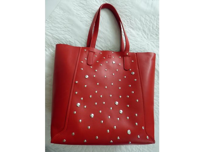 Borsa tote Gerard Darel in pelle rossa con borchie Argento Rosso - vista 6