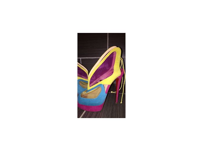 Décolleté Christian Louboutin in velluto multicolore 39 - vista 2