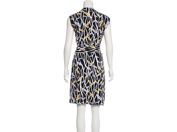 Diane von Furstenberg Cassidy Wickelkleid schwarz Weiß Gelb - Ansicht 3