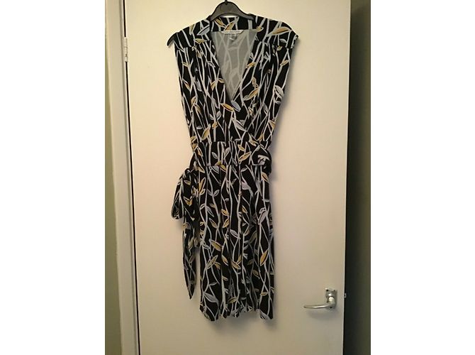 Diane von Furstenberg Cassidy Wickelkleid schwarz Weiß Gelb - Ansicht 4