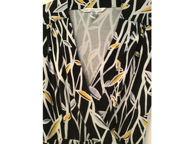 Diane von Furstenberg Cassidy Wickelkleid schwarz Weiß Gelb - Ansicht 5