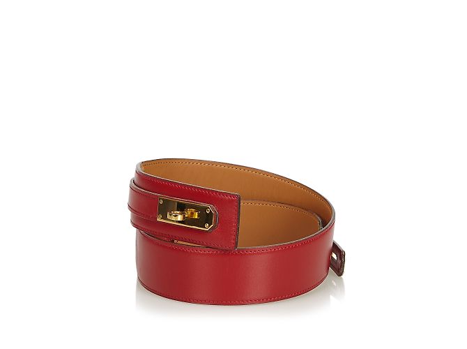 Hermès Kelly-Ledergürtel Rot Golden - Ansicht 2