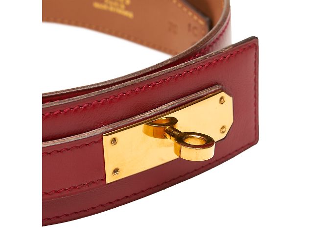 Hermès Kelly-Ledergürtel Rot Golden - Ansicht 7