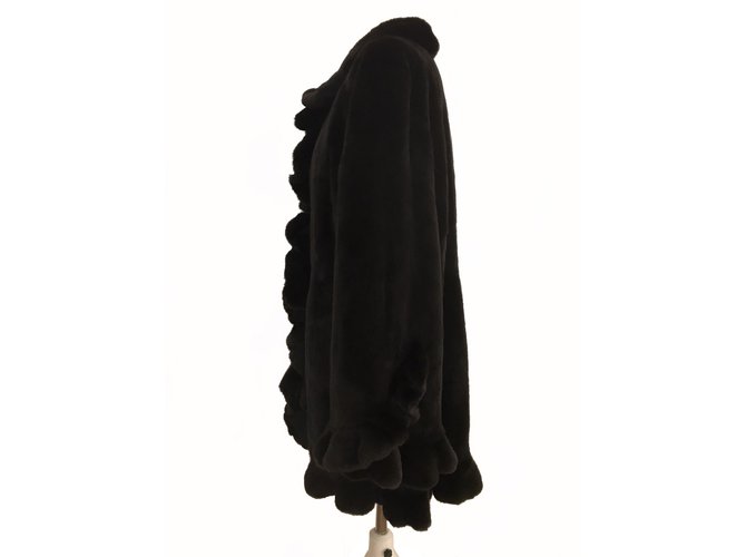 Braschi Abrigo de visón nafa Negro Marrón oscuro - vista 4
