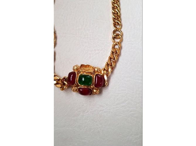 Collana Chanel pietre rosse e verdi metallo Rosso D'oro Verde - vista 3