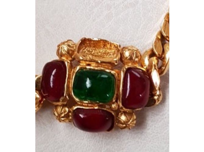 Collana Chanel pietre rosse e verdi metallo Rosso D'oro Verde - vista 4