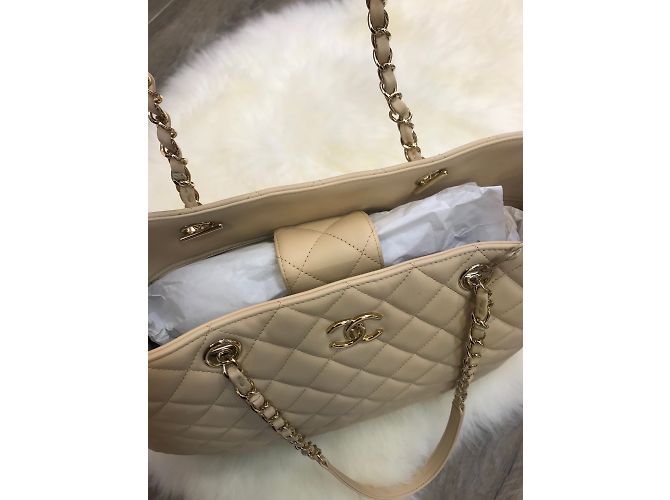 Borsa shopping classica Chanel Beige - vista 9