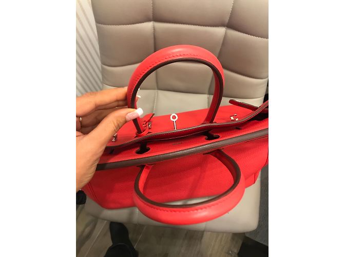 Hermès Birkin 35 in pelle Clemence corallo - vista 11