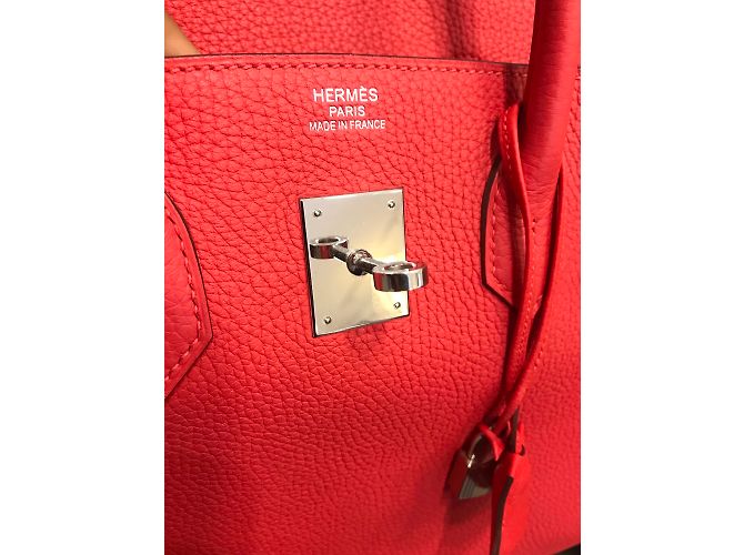 Hermès Birkin 35 in pelle Clemence corallo - vista 13