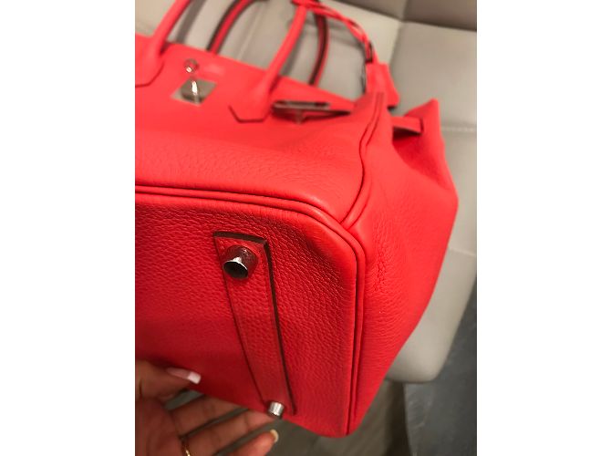 Hermès Birkin 35 in pelle Clemence corallo - vista 15