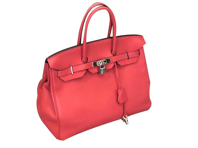 Hermès Birkin 35 in pelle Clemence corallo - vista 2