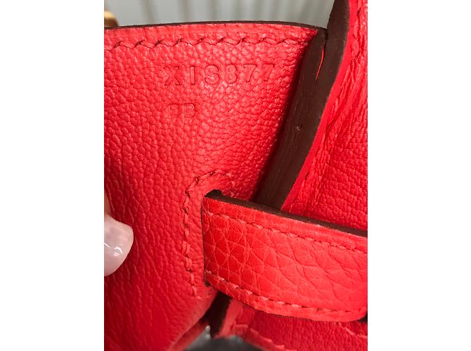 Hermès Birkin 35 in pelle Clemence corallo - vista 5