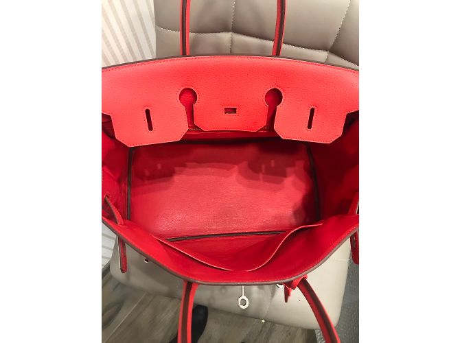 Hermès Birkin 35 in pelle Clemence corallo - vista 6