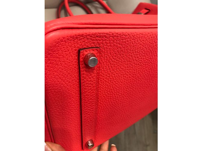 Hermès Birkin 35 in pelle Clemence corallo - vista 8