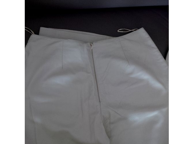 Pantalones de cuero beige Thierry Mugler corte recto - vista 2