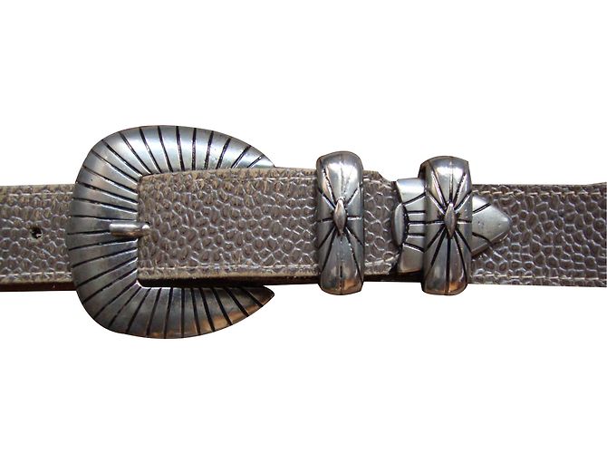 inconnue Ledergürtel in Grau 75 cm - Ansicht 2