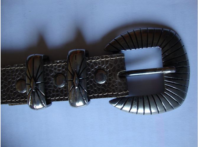 inconnue Ledergürtel in Grau 75 cm - Ansicht 4