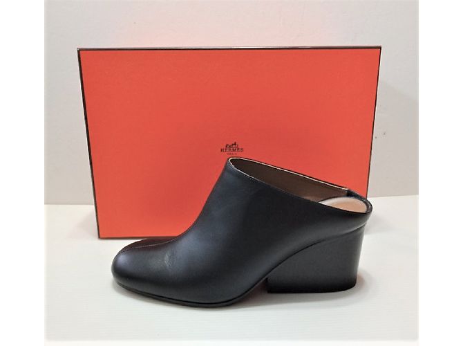 Hermès Hermes Black slip on zeppe con zeppa Nero - vista 2