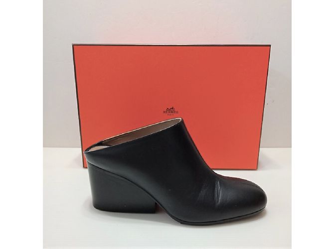 Hermès Hermes Black slip on zeppe con zeppa Nero - vista 3