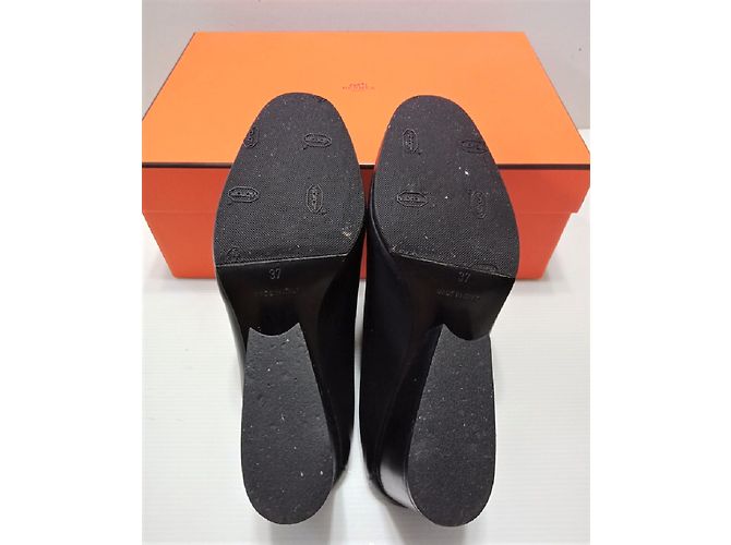 Hermès Hermes Black slip on zeppe con zeppa Nero - vista 5