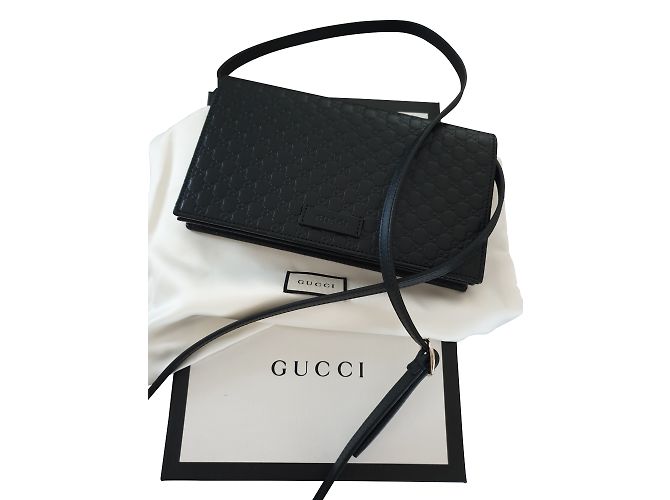 Portafoglio Gucci in Pelle Nera con Tracolla Nero - vista 2