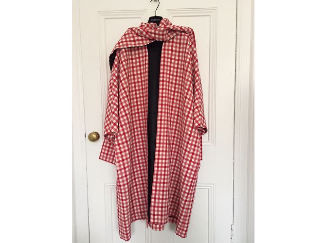 Abrigo Balenciaga Cristobal de lana cuadros rojo y blanco Roja - vista 11