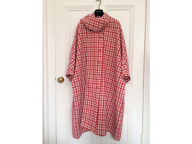 Abrigo Balenciaga Cristobal de lana cuadros rojo y blanco Roja - vista 6