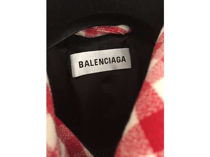 Abrigo Balenciaga Cristobal de lana cuadros rojo y blanco Roja - vista 7