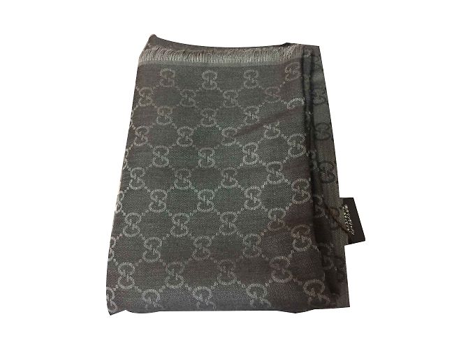 Gucci Monogram scarf nero e grigio - vista 2