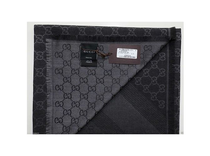 Gucci Monogram scarf nero e grigio - vista 3