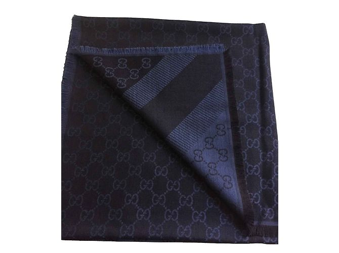 Gucci Blaue Marine des Monogrammschals - Ansicht 2