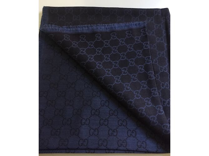Gucci Blaue Marine des Monogrammschals - Ansicht 3