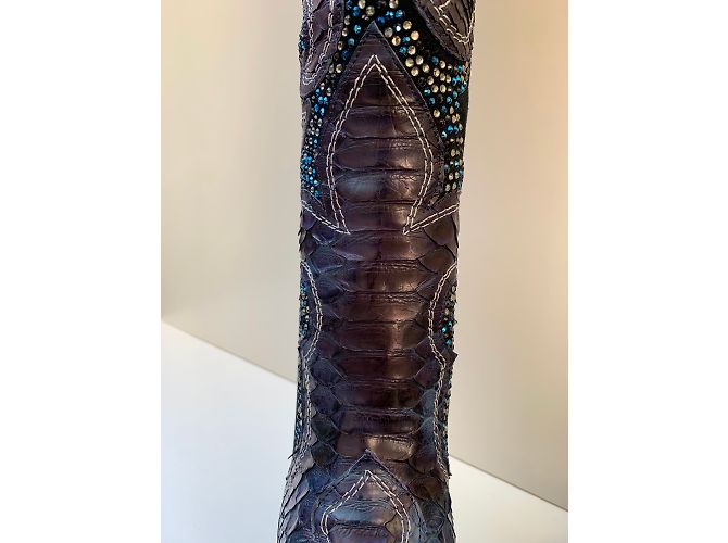 Autre Marque Stivali Hamlet Couture in Python Blu Cristalli Swarovski 38 - vista 9