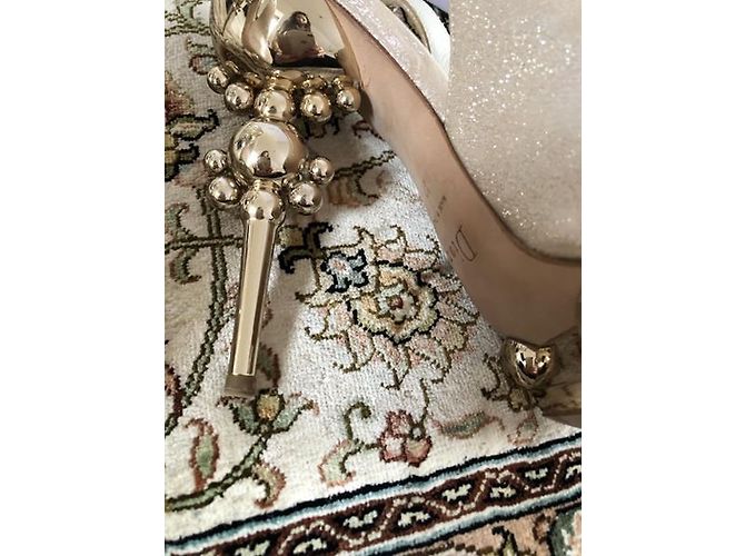 Sandali Dior in pelle metallizzata champagne Metallico - vista 3