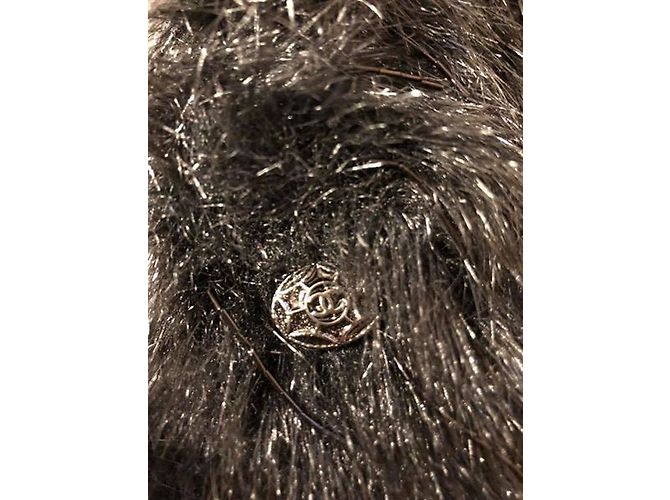 Chanel Bolero Schwarz Kunstfell mit schwarzen Perlen - Ansicht 2