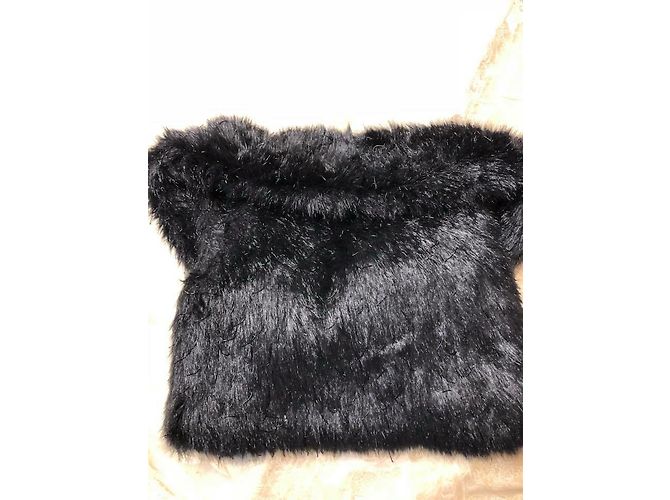 Chanel Bolero Schwarz Kunstfell mit schwarzen Perlen - Ansicht 3
