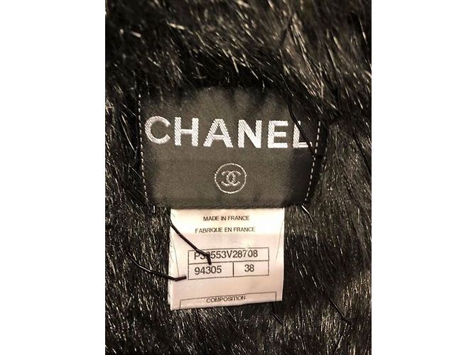 Chanel Bolero Schwarz Kunstfell mit schwarzen Perlen - Ansicht 4