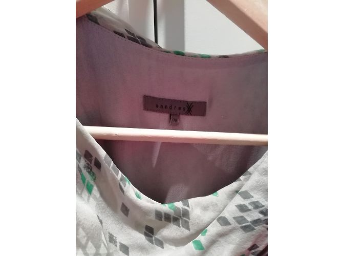Autre Marque Vestido de seda gris con bufanda - vista 2
