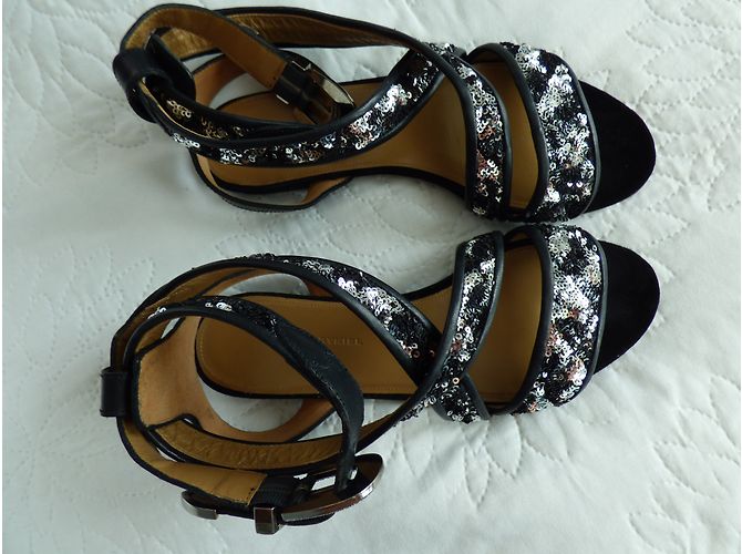 Sandali Sonia Rykiel in pelle nera e paillettes argento Nero - vista 11