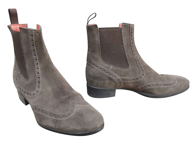 Botines Chelsea Santoni de ante marrón claro - vista 2