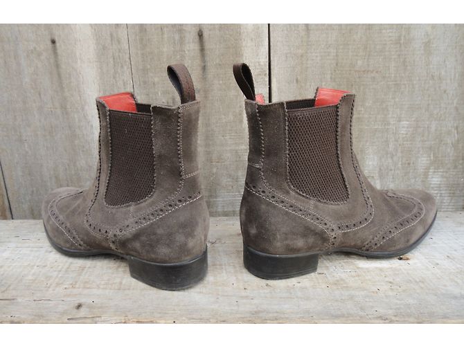 Botines Chelsea Santoni de ante marrón claro - vista 4