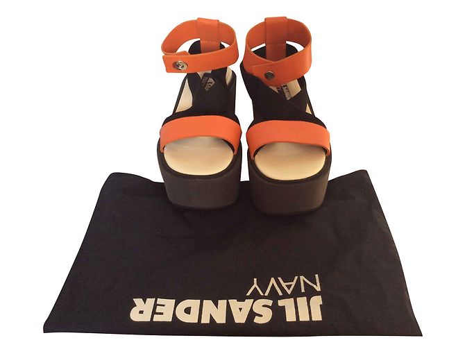 Mule con zeppa Jil Sander pelle nero arancione 37 - vista 2