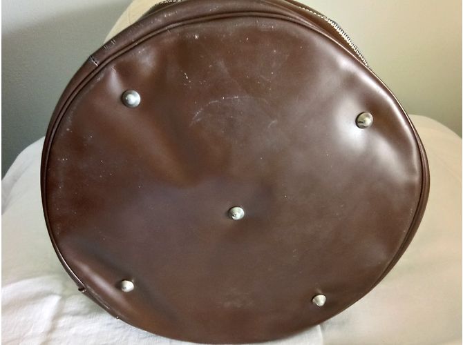 Borsa da viaggio Corneliani in tela beige e pelle marrone - vista 7