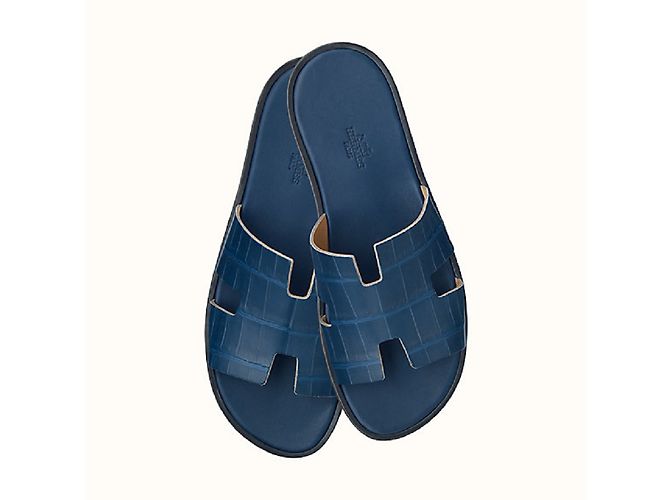 Hermès SANDALO IZMIR (ALLIGATORE) BLEU DE MALTE N.43 Blu - vista 2