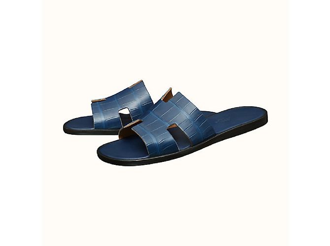 Hermès SANDALO IZMIR (ALLIGATORE) BLEU DE MALTE N.43 Blu - vista 3