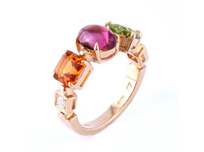 Bulgari Bvlgari 18K-Gelbgold-Diamant-Edelsteinring - Ansicht 5