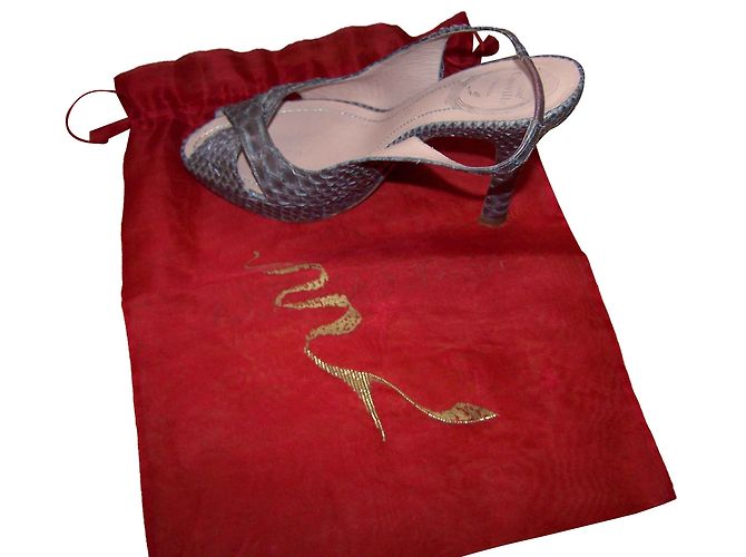 Rene Caovilla Sandalen aus Python Dunkelgrau Beige - Ansicht 2